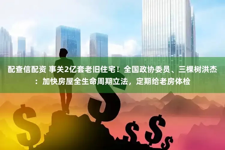 配查信配资 事关2亿套老旧住宅！全国政协委员、三棵树洪杰：加快房屋全生命周期立法，定期给老房体检